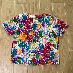 TESS Women’s Vintage Floral 100% Silk Top